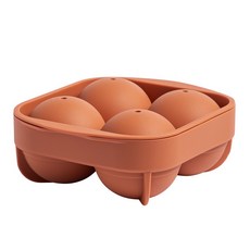 KitchenFactory 粉彩矽膠圓形大球製冰盒 4格, 胡蘿蔔橘色, 1個