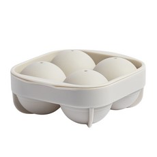 KitchenFactory 粉彩矽膠圓形大球製冰盒 4格, 象牙白, 1個