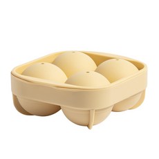KitchenFactory 粉彩矽膠圓形大球製冰盒 4格, 奶油黃, 1個
