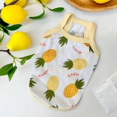 쥬비코 강아지 쿨링 메쉬 슬리브리스 티셔츠, 파인애플, 1개