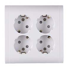 WONHA BO 嵌入式插座 4孔 Mir 白色, 1個