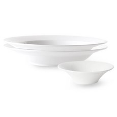 PRELUDE Neobon 義大利麵碗 26cm 2入 + Regency 小菜碗 16.6cm 套組, 白色, 1套