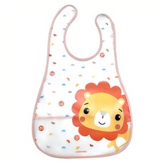 fisher-price 費雪 嬰兒防水圍兜, 粉紅獅子, 1個