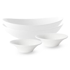 PRELUDE Neobone 橢圓形寬球 2p + Regency 配菜 16.6cm 2p 套裝, 白色, 1組, 橢圓寬球2p+攝政配菜16.6cm 2p