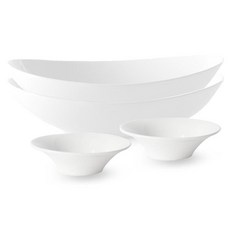 PRELUDE Neo Bone 橢圓寬口碗 2入 + Regency 14公分小菜碗 2入 組, 白色, 1套