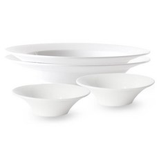 PRELUDE Neobone 義大利麵碗 26cm 2入 + Regency 小菜碟 14cm 2入 套組, 白色, 1套