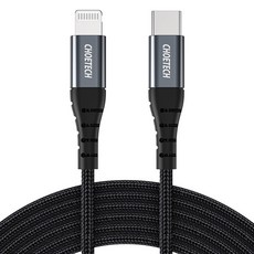 Choetech C 型-Lightning 8 針 iPhone 高速數據線, 1個, 2m, 黑色