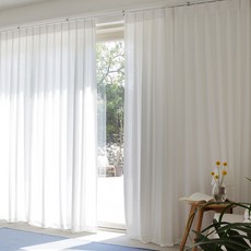 PRIELLE 剪影雪紡蝴蝶褶窗簾 高度調節插銷式, 白色