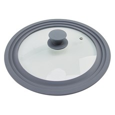 키친구 3단 다용도 실리콘 유리 냄비 뚜껑 소 그레이, 22cm, 1개