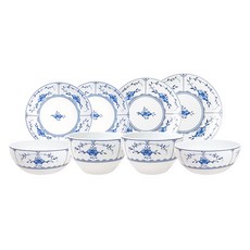 Tettau 2人韓式餐具組 8p, 飯碗 2p + 湯碗 2p + 菜盤 14.5cm 2p + 圓盤 16cm + 圓盤 19cm, 雅米娜花漾, 1套