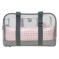 멈머 반려동물 윈디백, 그레이(백), 핑크체크(쿠션), 1개