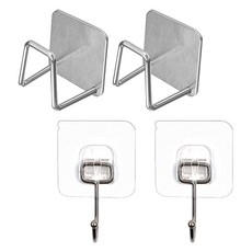 월드크린 수세미 스텐걸이 2p + 고리형 도구걸이 후크 대형 2p 세트, 투명(후크), 1세트