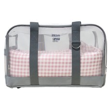 mummur 寵物防風包, 灰色(包), 粉紅格紋(坐墊), 1個