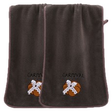 소니오 부드러운 후르츠 자수 수건 34 x 75 cm, 09 펌킨딥브라운, 2개