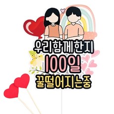 ssunytopper 情侶紀念日蛋糕插牌, 1個, 我們在一起100天 甜蜜熱戀中