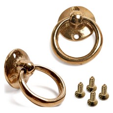 Sonjabisesang 鑄造環形拉環 2孔 家具把手 金色 直徑 50mm 2件組, 1套