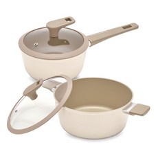 LIVENS Perfect 陶瓷電磁爐鍋具組 2件, 1套, 單柄鍋 18cm + 雙耳鍋 20cm, 混合色