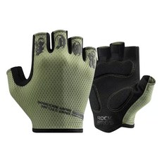 ROCKBROS 洛克兄弟 衝擊吸收墊防滑自行車運動半手套 S360, 1套, 綠色