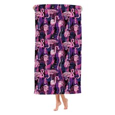UNHEVE 紅鶴圖案海灘巾 80 x 150 cm, 1個, 06 紫色