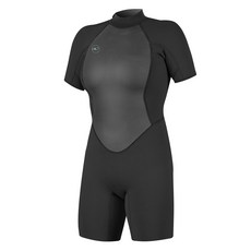 O'NEILL 女款 Reactor 2 背拉式短袖防寒衣 5043 REACTOR2 BZ SS SPRING 2MM, A00 BLK + BLK