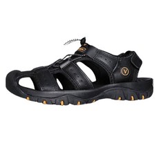 블랙무스탕 남성용 트래민 벨크로 가죽 아웃도어 트레킹 샌들