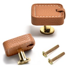 Sonjabisesang 皮革方形單孔把手 棕色, 2個