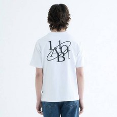 랩101 남녀공용 통기성 일립스 라인 시그니처 로고 반소매 면 티셔츠 LO1WTS201