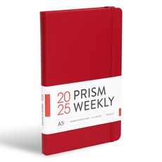 indigo 2025 Prism A5週曆日期型25節週記本, 1個, 紅色