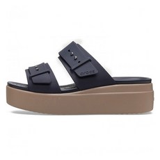 crocs 卡駱馳 女款 Brooklyn 低楔型涼鞋 CR 207431, 265, 深海軍藍