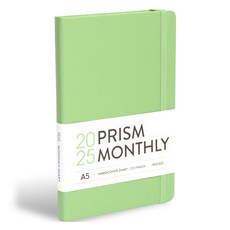 indigo 2025 Prism A5每月日期型25節月曆手帳本, 1個, 綠茶