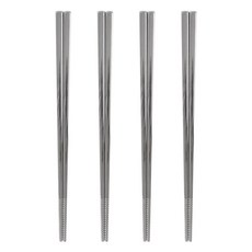 kitchen U 不鏽鋼304真空筷子 23cm, 銀, 4個, 單品