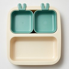 Modern House 孩童組合式兔子分隔餐盤 可微波, 薄荷綠, 1組, 餐盤+2個小球