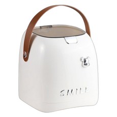 MONACO OLIVE 一鍵式桌面皮革帶垃圾桶, 白色