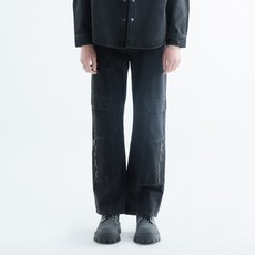 랩101 톰 플랫 카고 스톤 워시 데님 팬츠 청바지 LO1DTM11