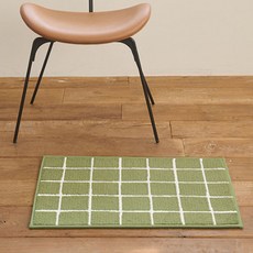 데코뷰 미니멀 체크 소프트 발매트, 올리브그린