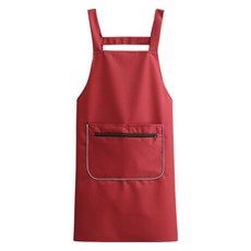 GNY 素色拉鍊大口袋防水H型圍裙, 紅色, 1個