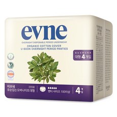 evne Organic夜用褲型衛生棉, 4片, 1包, L(100號以上)