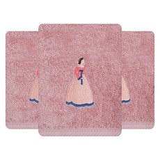 Songwol 松月 善男信女 洗臉毛巾 180g 40支 精梳棉, 粉紅色, 3個