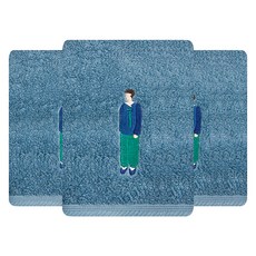 Songwol 松月 善男信女 洗臉毛巾 180g 40支 精梳棉, 深天藍色, 3個