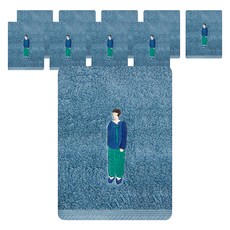 Songwol 松月 俊男美女 洗臉毛巾 180g 40支 精梳棉, 深天藍色, 10個