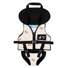 HAPPY TIME 兒童臀部保護救生衣, 格紋泰迪熊