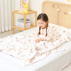 bebenuvo DIY莫代爾&人造絲雙面午睡薄墊+莫代爾毯+鋪棉薄墊芯+枕芯+不織布收納袋組, 小熊&白兔款