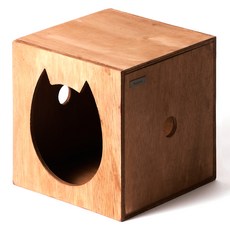 케이엠엠엠엠 고양이 수제작 나무 숨숨집 큐브형 캣디자인, 커피, 1개
