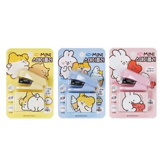 POPO FANCY 2000 Hamchi迷你訂書機3件組+33號針3件, 1套, 黃色, 藍色, 粉紅色