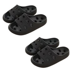 女用Block Mart青蛙排水浴室拖鞋, 黑色, 2個