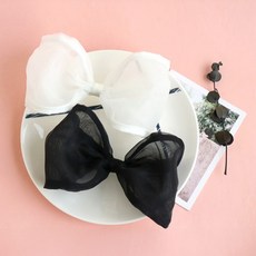 HARAROI 大型歐根紗蝴蝶結髮夾兩件組