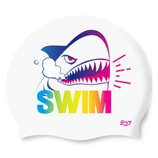 SD7 矽膠泳帽 Swim Shark, 1個, 白色
