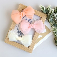 HARAROI 輕柔飄逸雪紡蝴蝶結髮夾3件組