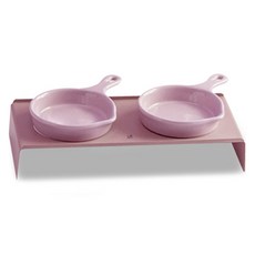 DING DONG PET 寵物雙陶瓷2碗餐具組, 粉紅色, 1套