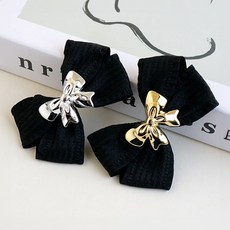 하라로이 포인트 더블 블랙 리본 집게핀 2종 세트